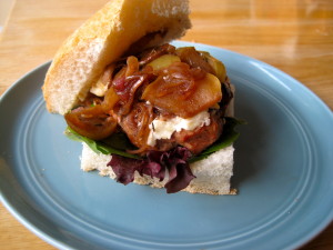 Turkey Burger with Apple & Shallot Compote and Brie